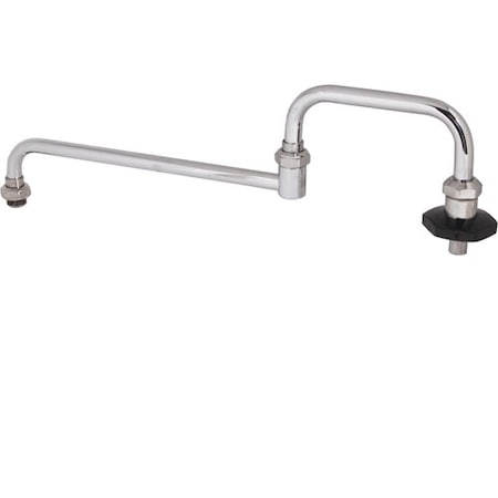 T&S Brass Spout, 18"Dbl , W/Nzzle, Leadfree R